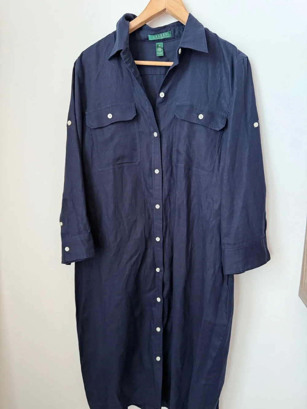 Lauren Ralph Lauren Belted Linen Midi Shirt  dress Size XL - Picture 9 of 15